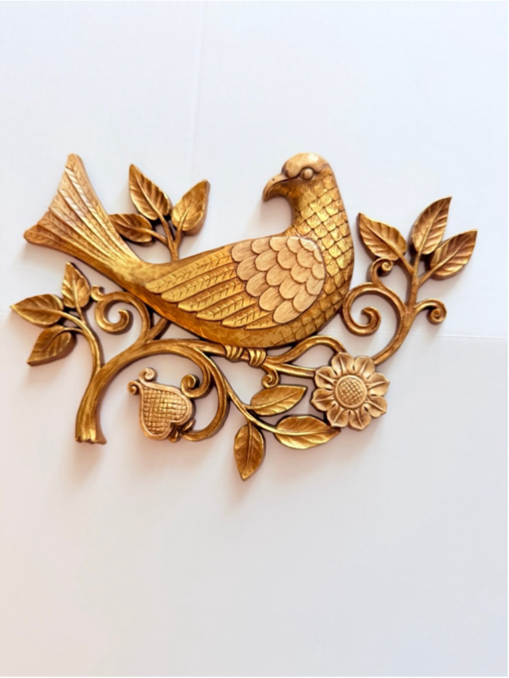 Syroco Vintage Gold Bird Wall Hanging with Flowers #MCM #hollywoodregency